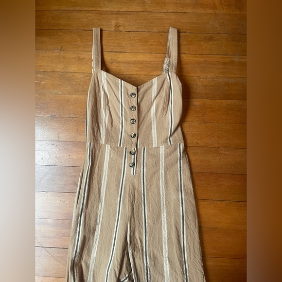 Tan Striped Jumpsuit - Picture 1 of 3